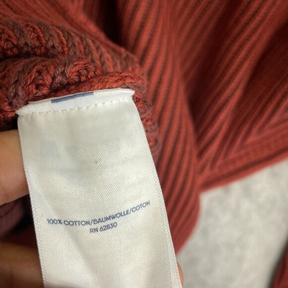 NEW Lands' End Drifter Men's L 1/4 Zip Sweater Ribbed Rust Red 100% Cotton g1308 - Picture 10 of 12